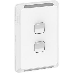 PRO SERIES SWITCH VERT IP44 2G 1/2WAY 20A/16AX 250V