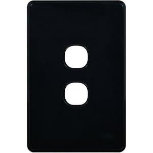SWITCH PLATE VERTICAL 2 GANG LESS MECH BLACK