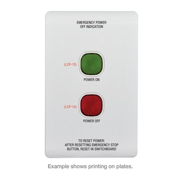 CUSTOM LABEL SERVICE FOR ALL UNPOPULATED 1-6 GANG PLATES AND GRID. SPEAK TO CUSTOMER RELAT, Ideal Electrical Catalogue Hardware Warning Signing Plate Warning Sign And Labels - Construction Supplies Australia