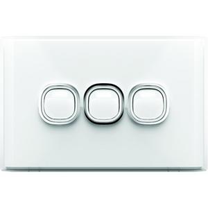 SWITCH HORIZONTAL 3 GANG 16AX/20A 250V WHITE COVER WHITE GRID