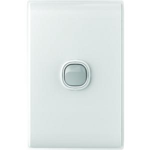 SWITCH VERTICAL 1 GANG 16AX/20A 250V WHITE COVER SILVER GRID