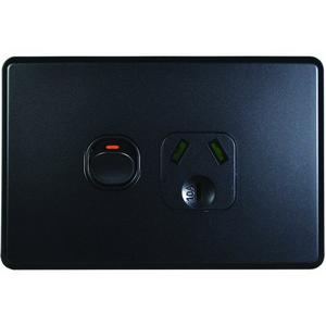 POWER POINT SWITCHED 1 GANG SLIM 10A 250V MATT BLACK