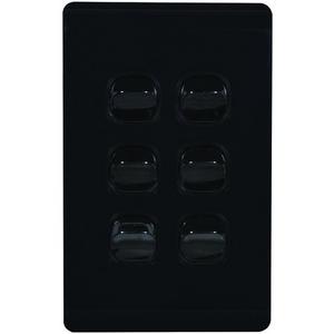 SWITCH VERTICAL 6 GANG 16AX/20A 250V BLACK