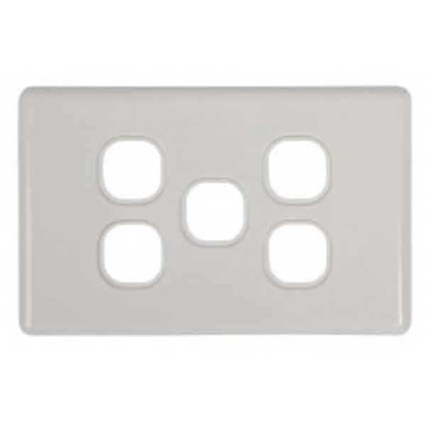 5 Gang Switch - Grid Plates Slimline, Ideal Electrical Catalogue Switches Plugs Sockets Switches Grid Cover Plate - Construction Supplies Australia