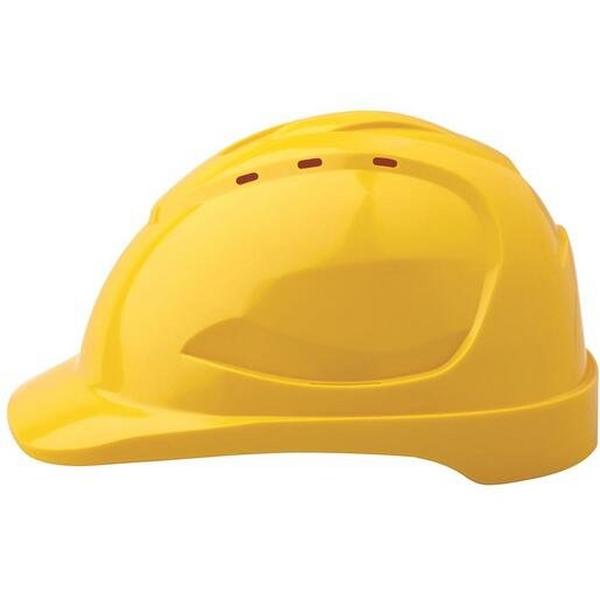Hard Hat V9 Vented 6 Point Pushlock Harness Yellow, Ideal Electrical Catalogue Safety Personal Protection Protective Helmet - Construction Supplies Australia