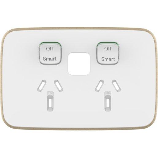 Wiser Skin Only Connected Socket Horizontal Twin Iconic Essence Aw