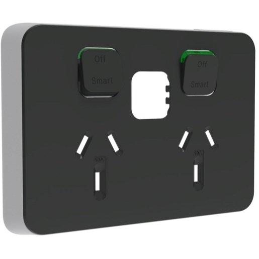 Wiser Skin Only Connected Socket Horizontal Twin Iconic An