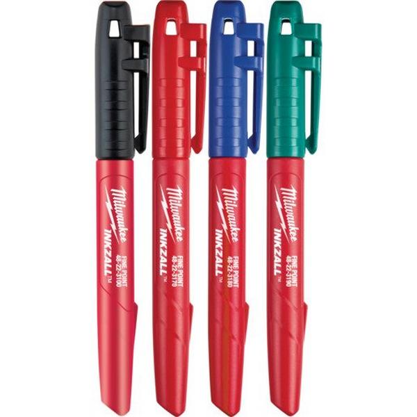 Inkzall Fine Tip Markers Black/Red/Blue/Green 4Pack, Ideal Electrical Catalogue Hardware Markers Marker - Construction Supplies Australia