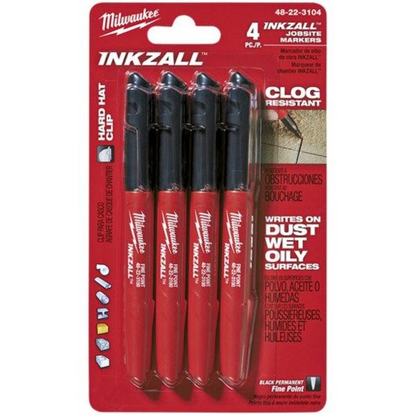 Inkzall Fine Point Black Jobsite Marker 4 Pack, Ideal Electrical Catalogue Hardware Markers Marker - Construction Supplies Australia