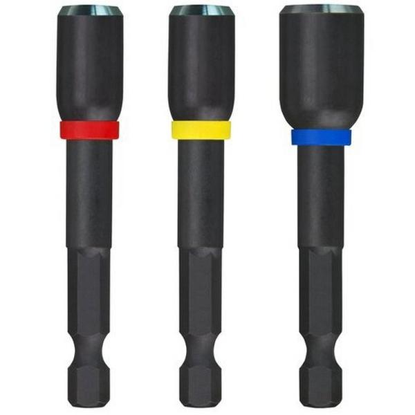 Shockwave Magnetic 65mm Nut Driver 3 Pce 1/4" 5/16" 3/8", Ideal Electrical Catalogue Tools Instrumentation Hand Tools Socket For Hexagonal Nuts - Construction Supplies Australia