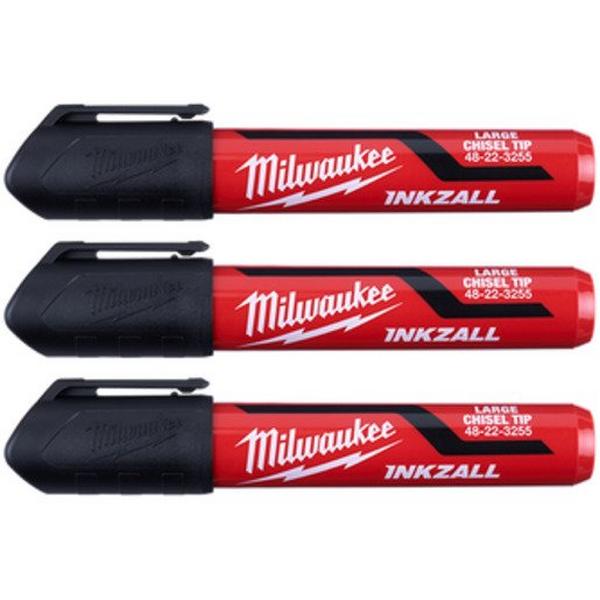 Inkzall L Chisel Tip Marker 6.2mm Black 3Pack, Ideal Electrical Catalogue Hardware Markers Marker - Construction Supplies Australia