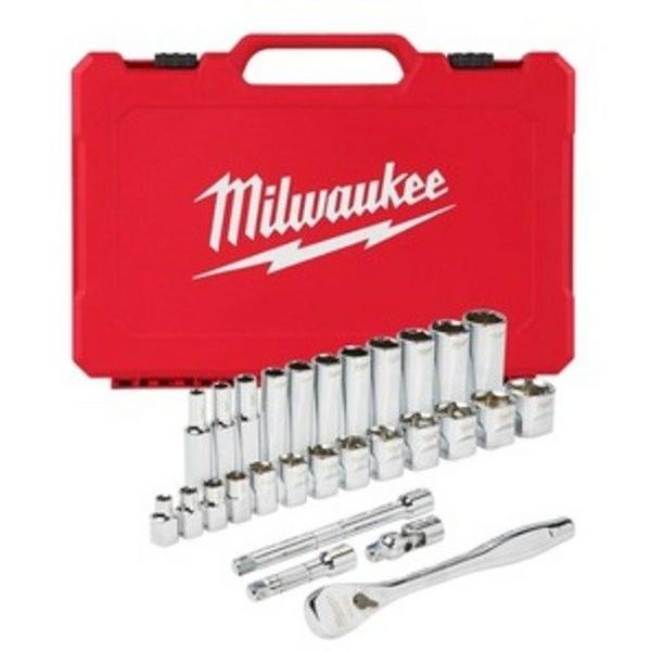 3/8 Drive 28Pc Ratchet Socket Set Sae, Ideal Electrical Catalogue Tools Instrumentation Hand Tools Socket For Hexagonal Nuts - Construction Supplies Australia