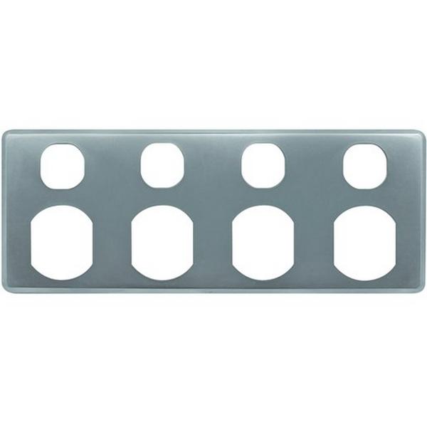 4 Gang Fixed Power Point Cover Aluminium, Ideal Electrical Catalogue Switches Plugs Sockets Switches Grid Cover Plate - Construction Supplies Australia