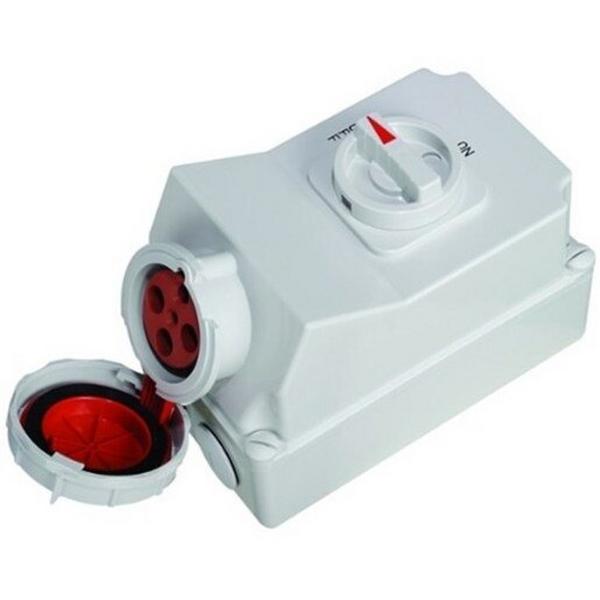 IEC309 Switched Socket 4 Pin 63A 400V 6H IP67 Interlocked Vertical Qx5110, Ideal Electrical Catalogue Industrial Industrial Plugs Sockets Round Socket Plug For High Currents - Construction Supplies Australia
