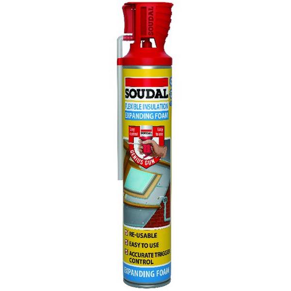 GENIUS GUN FLEXIBLE INSULATION FOAM 750ML, Ideal Electrical Catalogue Hardware Adhesive Filler Putty - Construction Supplies Australia
