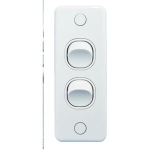 SWITCH VERTICAL ARCHITRAVE 2 GANG 10AX/16A 250V VANDAL PROOF