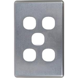 SWITCH PLATE VERTICAL 5 GANG COVER BRUSHED ALUMINIUM
