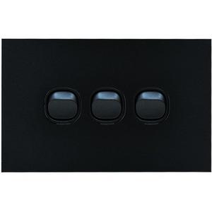 SWITCH HORIZONTAL 3 GANG 16AX/20A 250V MATT BLACK