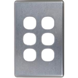SWITCH PLATE VERTICAL 6 GANG COVER BRUSHED ALUMINIUM