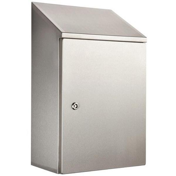 Stainless Steel Electrical Enclosure With Sloping Roof 300H X 200W X 150D IP66, Ideal Electrical Catalogue Industrial Enclosures Electronic Enclosure - Construction Supplies Australia