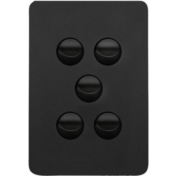 Allure 5 Gang Switch Plate Cw Mechs Mb, Ideal Electrical Catalogue Switches Plugs Sockets Switches Light Switch - Construction Supplies Australia