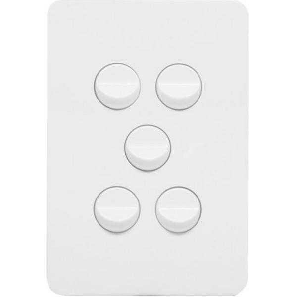 Allure 5 Gang Switch Plate Cw Mechs Mw, Ideal Electrical Catalogue Switches Plugs Sockets Switches Light Switch - Construction Supplies Australia