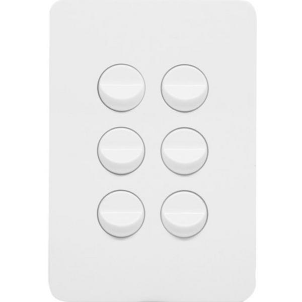 Allure 6 Gang Switch Plate Cw Mechs, Ideal Electrical Catalogue Switches Plugs Sockets Switches Light Switch - Construction Supplies Australia