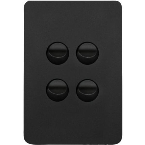 Allure 4 Gang Switch Plate Cw Mechs Mb, Ideal Electrical Catalogue Switches Plugs Sockets Switches Light Switch - Construction Supplies Australia