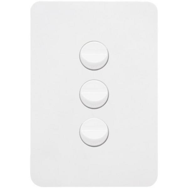 Allure 3 Gang Switch Plate Cw Mechs Mw, Ideal Electrical Catalogue Switches Plugs Sockets Switches Light Switch - Construction Supplies Australia