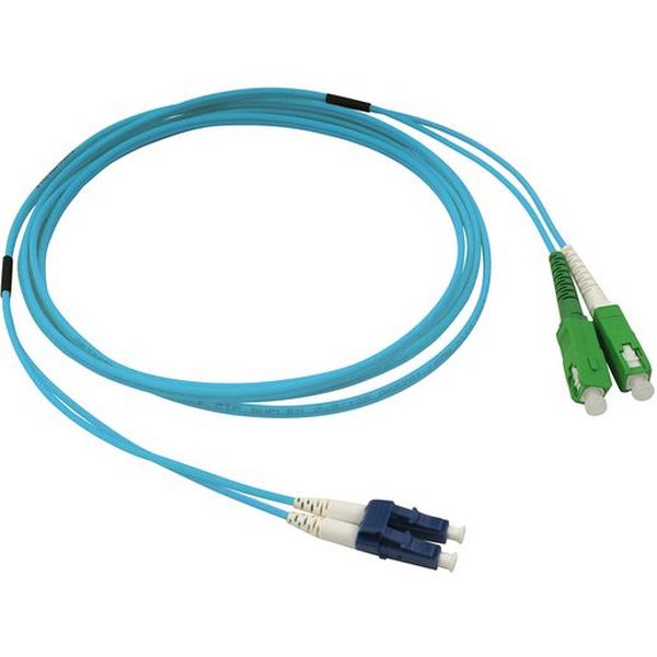 LC- SC Duplex OM4 2M 2mm Lead LSZH Aqua, Ideal Electrical Catalogue Data Communications Fibre Fibre Optic Patch Cord - Construction Supplies Australia