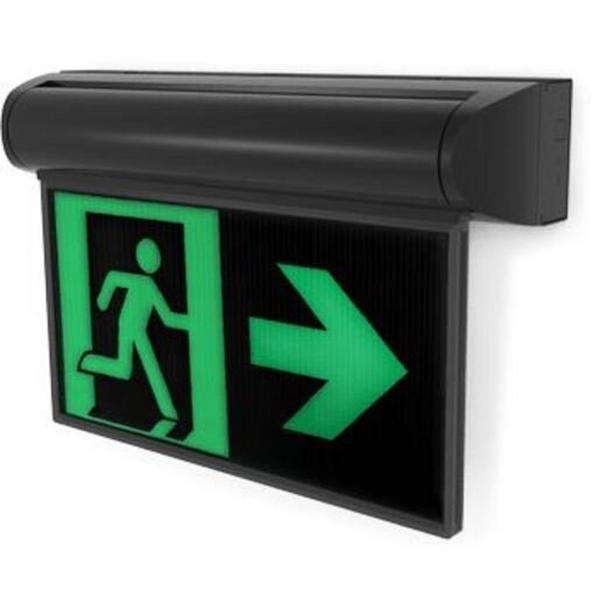 Exit 24M Surf Mount Black Pro Swingblade Razor, Ideal Electrical Catalogue Light Fittings Emergency Exit Emergency Luminaire - Construction Supplies Australia