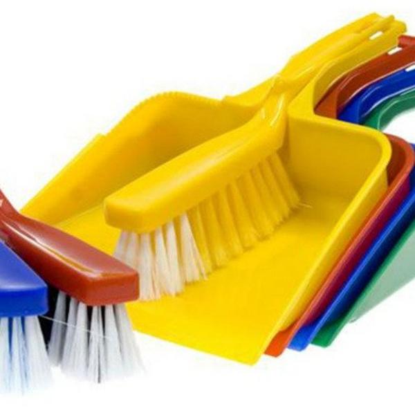 Dustpan And Bannister Brush Plastic Random Colour, Ideal Electrical Catalogue Hardware Cleaning Products Hand Broom - Construction Supplies Australia