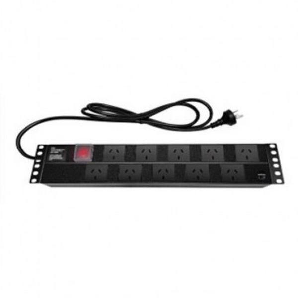 Sharkrack 12-Way Horizontal Power Rail 2U Au With 10A Plug, Ideal Electrical Catalogue Data Communications Cabinets Enclosures Power Rail - Construction Supplies Australia