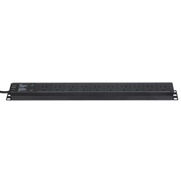 Sharkrack 10-Way Vertical Power Rail Au With 15A Plug, Ideal Electrical Catalogue Data Communications Cabinets Enclosures Power Rail - Construction Supplies Australia