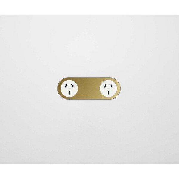 BRASS FACEPLATE FOR DOUBLE OUTLET WHITE BRASS, Ideal Electrical Catalogue Switches Plugs Sockets Switches Grid Cover Plate - Construction Supplies Australia
