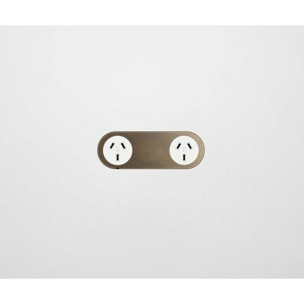 Aged Brass Faceplate For Double Outlet White Brass With Patina, Ideal Electrical Catalogue Switches Plugs Sockets Switches Grid Cover Plate - Construction Supplies Australia