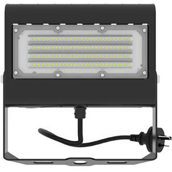 Floodlight LED 50W 4000K Black /W Bracket And Plug Nox 4, Ideal Electrical Catalogue Light Fittings Downlight Downlight Spot Floodlight - Construction Supplies Australia