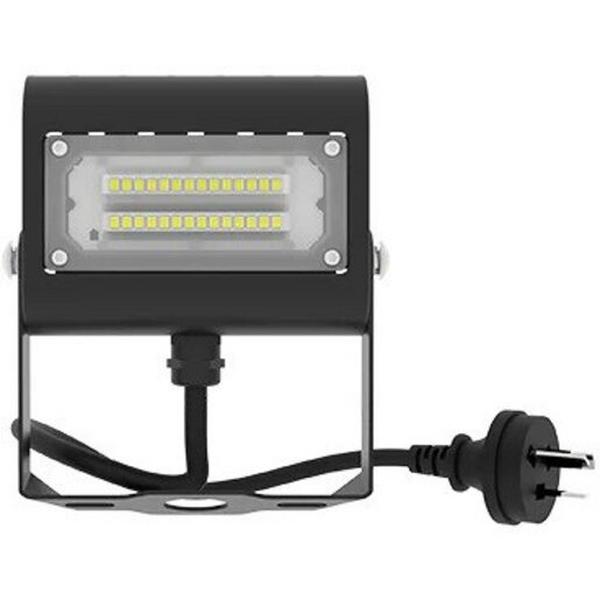 Floodlight LED 15W 4000K Black /W Bracket And Plug Nox 4, Ideal Electrical Catalogue Light Fittings Downlight Downlight Spot Floodlight - Construction Supplies Australia