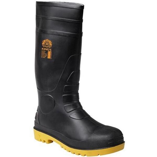 Gumboots Steel Toe PVC Nitrile Sole Black/Yellow 12 Kings, Ideal Electrical Catalogue Safety Personal Protection Footwear - Construction Supplies Australia
