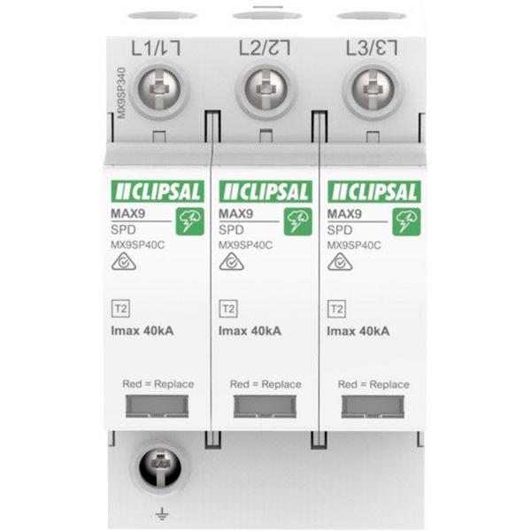 Max9 Spd 3P 40kA Surge Protection Device, Ideal Electrical Catalogue Power Distribution Surge Protection Surge Protection Device For Power Supply Systems - Construction Supplies Australia