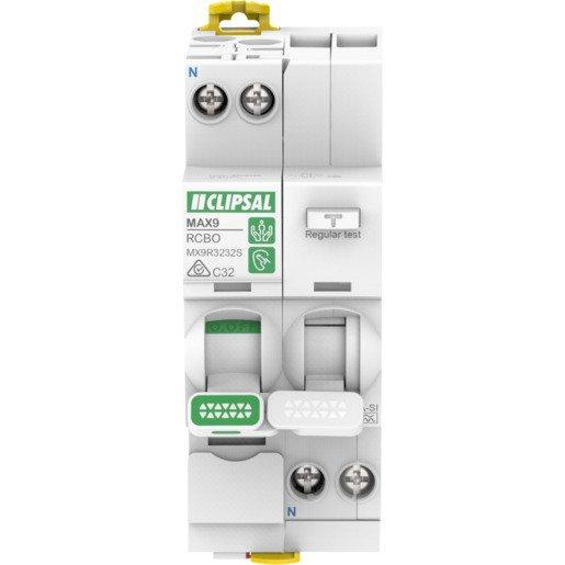 Clipsal MX9R3232S | Max9 RCBO 1Pn C 32A 30mA A-Si 2Mod Vi | Residual ...