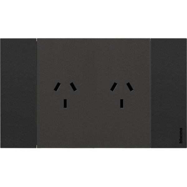 Coverplate 4 Module Black For Double Powerpoint, Ideal Electrical Catalogue Switches Plugs Sockets Switches Grid Cover Plate - Construction Supplies Australia