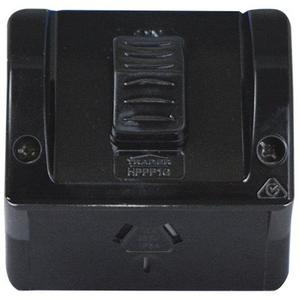 SINGLE OUTDOOR POWER POINT IP54 10A 250V-BLACK