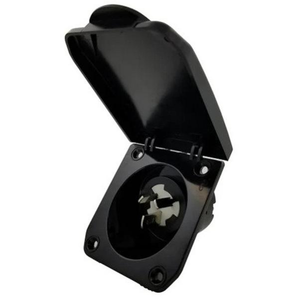 15 Amp Caravan Inlet Black, Ideal Electrical Catalogue Industrial Industrial Plugs Sockets Industrial Plug - Construction Supplies Australia