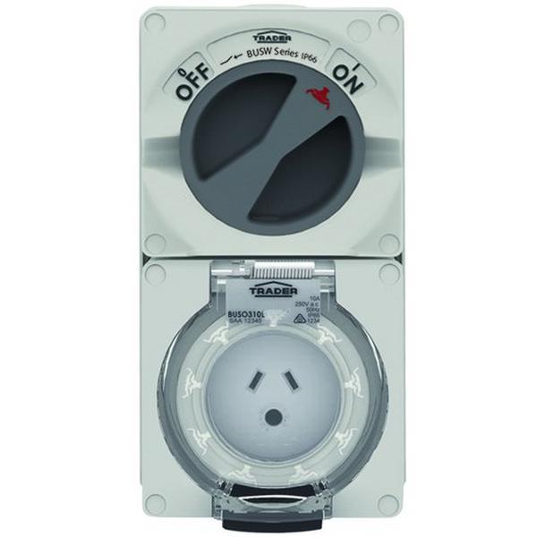 Comb Switch Sckt. IP66 10A 250V 2F And 1R Pin, Ideal Electrical Catalogue Industrial Industrial Plugs Sockets Industrial Socket Outlet Disconnectable With Fuse - Construction Supplies Australia