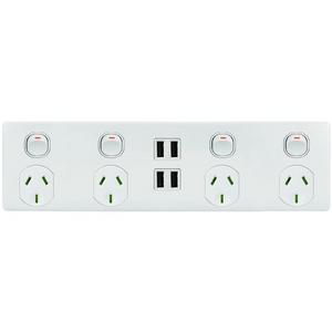 4 X 4 SOCKETS AND USBS INTEG 5V MATT WHITE