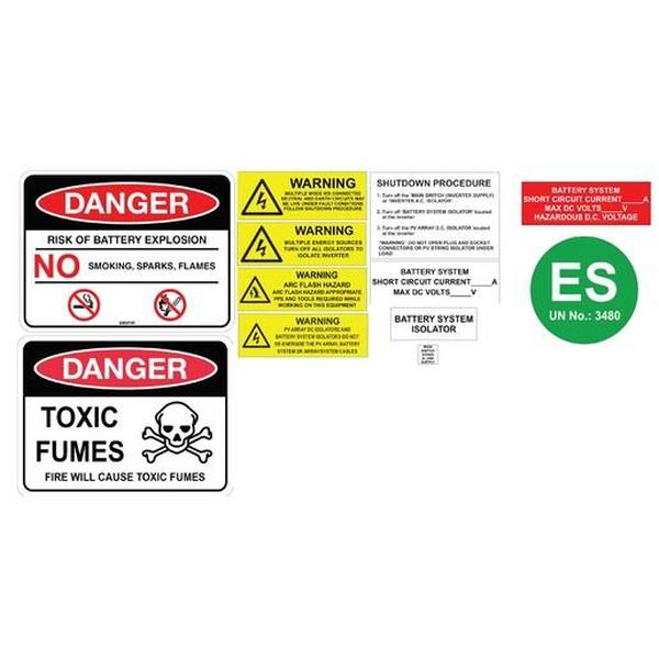 Battery Label Kit, Ideal Electrical Catalogue Energy Management Solar Balance Of System Solar Balance Of System - Construction Supplies Australia