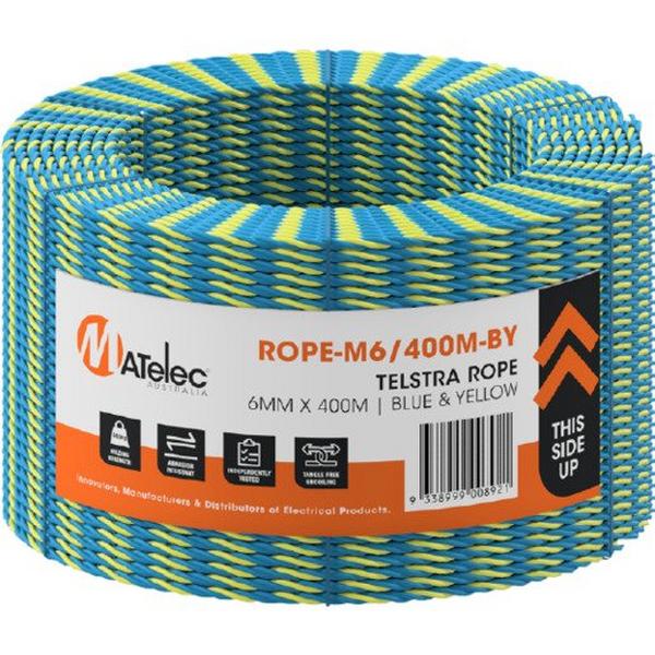 Telstra Rope 6 mm 400M Blue And Yellow, Ideal Electrical Catalogue Tools Instrumentation Cable Pulling Cable Pulling System - Construction Supplies Australia