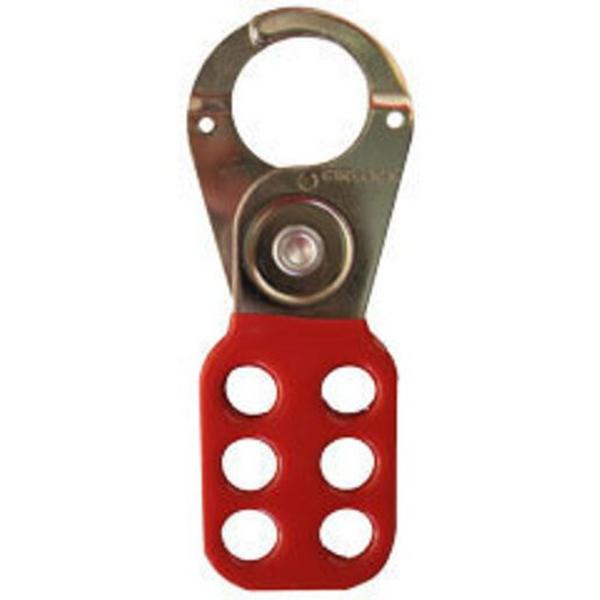 Lockout Hasp Mild Steel 25mm Jaws Red Each, Ideal Electrical Catalogue Industrial Push Button Accessories Spare Parts For Safety Equipment - Construction Supplies Australia