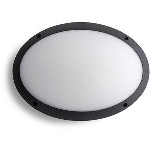 BUNKER LED 12W TRI 900LM IP66 POLYCARB BLACK SMALL OVAL